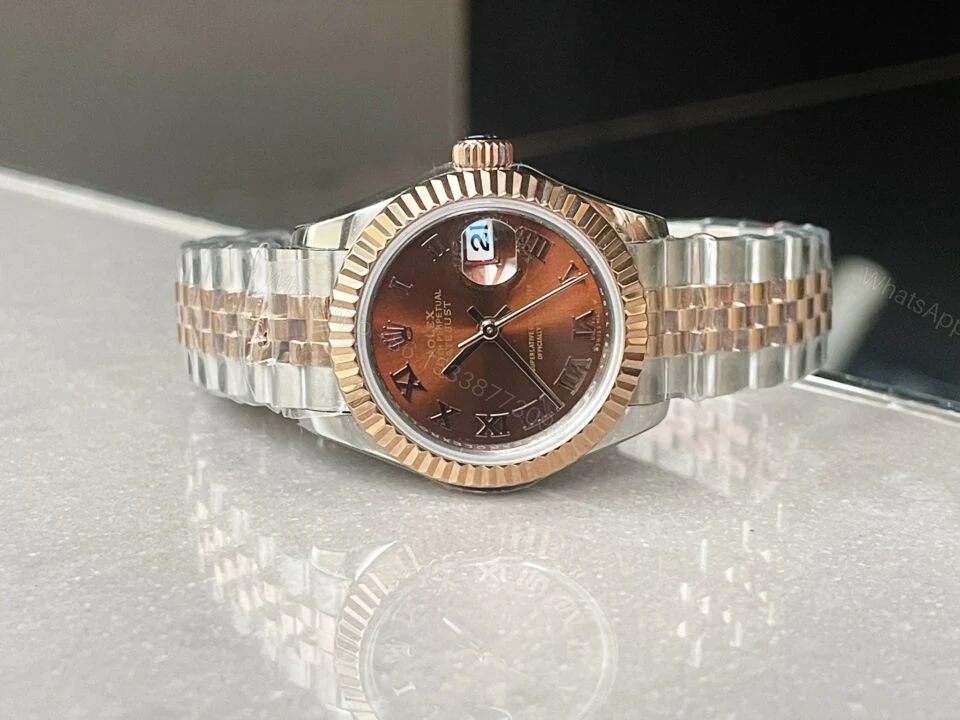 View 5 of KZF Factory 1:1 Rolex Datejust 28mm 904L RG/SS Brown Dial A2671