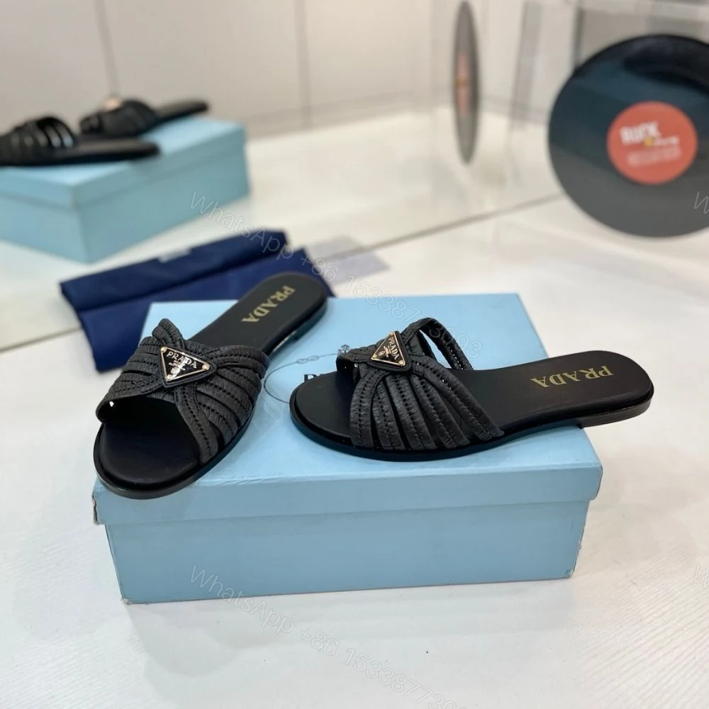 View 6 of Prada Crochet Slides Black
