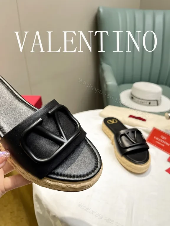 View 8 of Polished V-Logo Leather Slides â€“ Luxury Casual Sandals