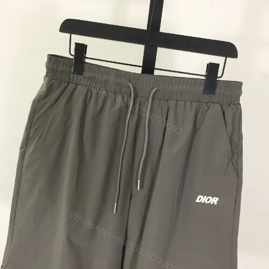 View 9 of Gray Nylon Bermuda Shorts Dior Logo Clip Hem Trim
