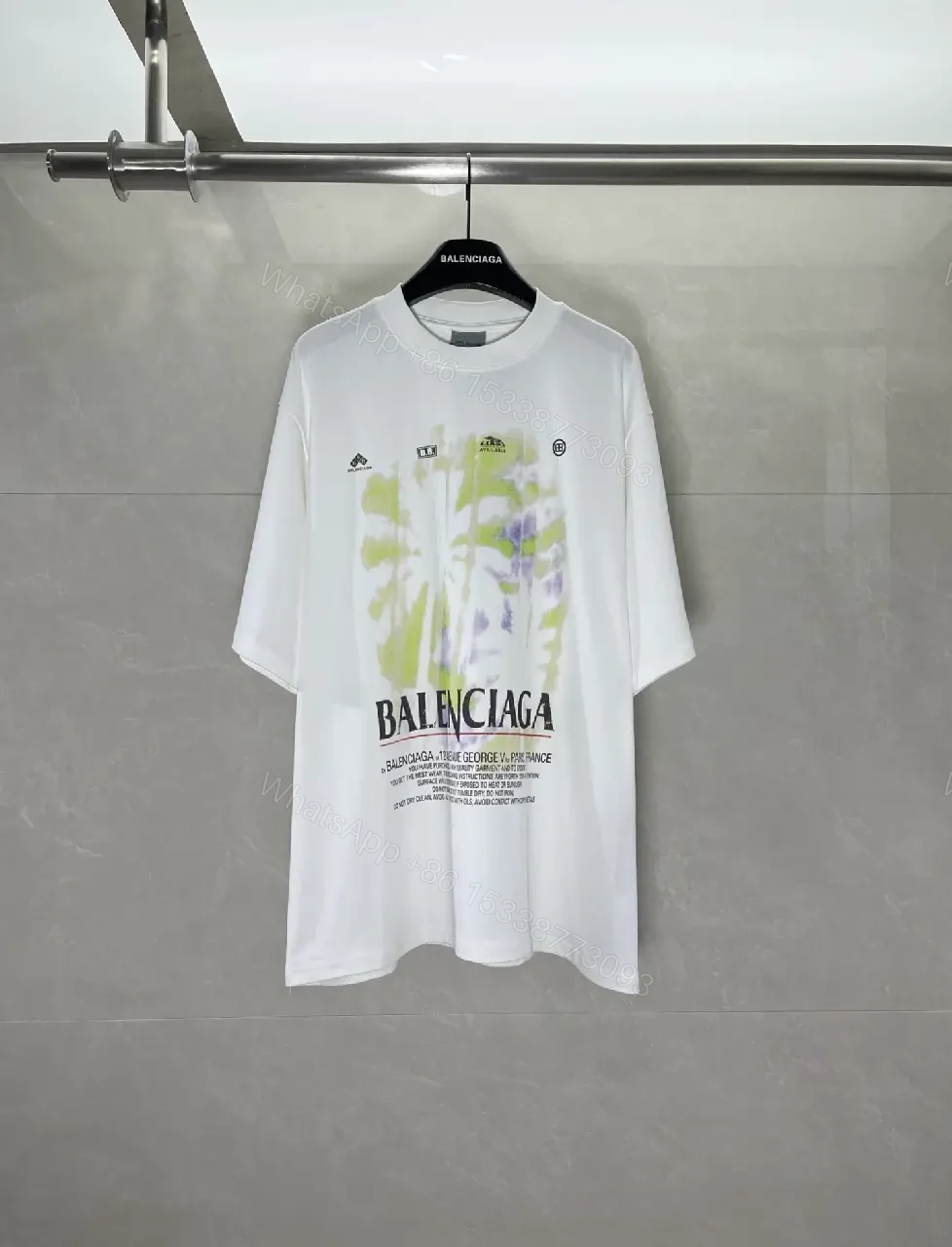 View 9 of White Oversize Tee Tie-Dye Graphic BALENCIAGA Tee