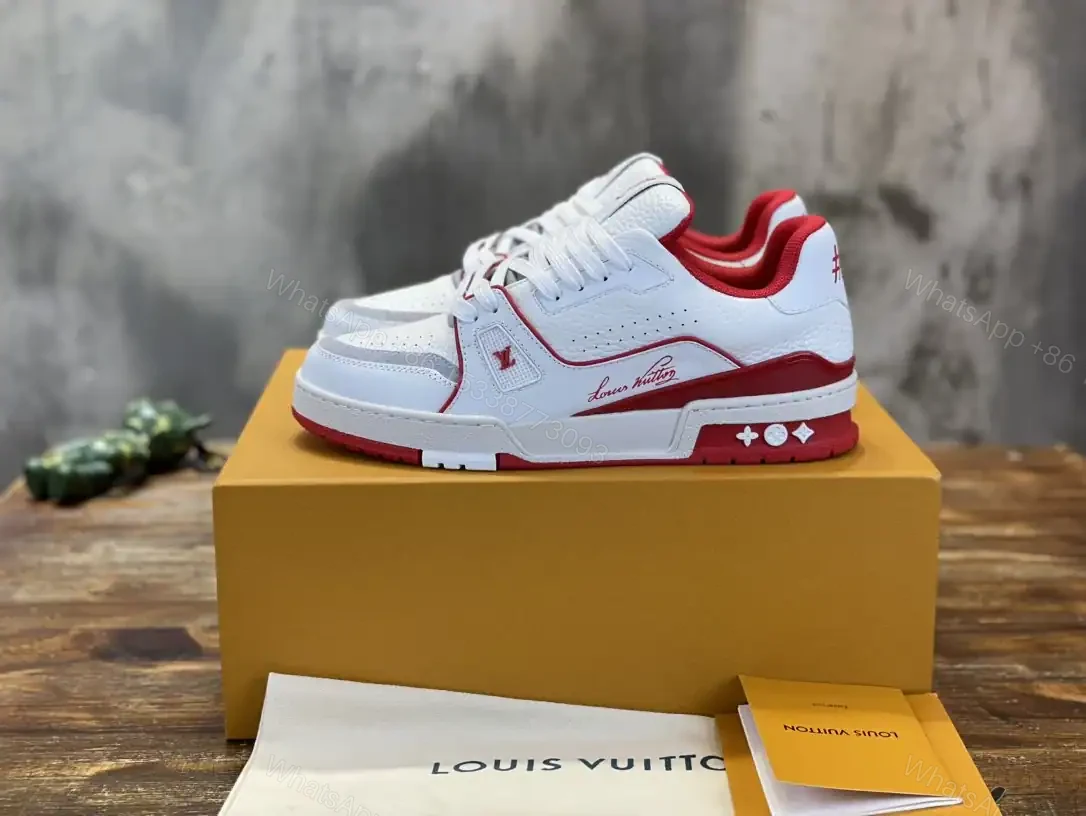 View 2 of LOUIS VUITTON LV TRAINER SNEAKERS IN WHITE AND RED – LSVT354