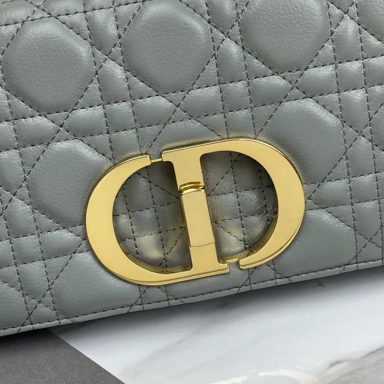View 5 of Chic Gray Quilted Lambskin Bag with Gold Hardware