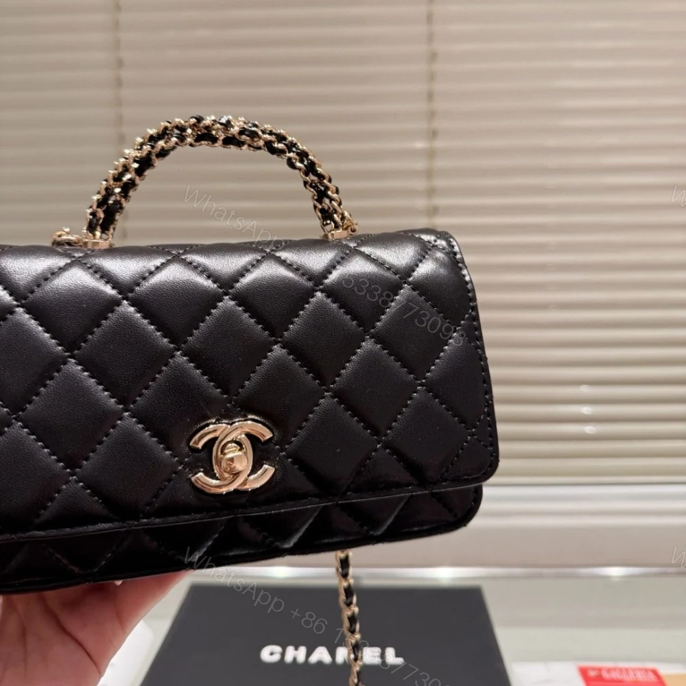 View 3 of Chanel Classic Mini Flap With Chain Handle Black 19Cm