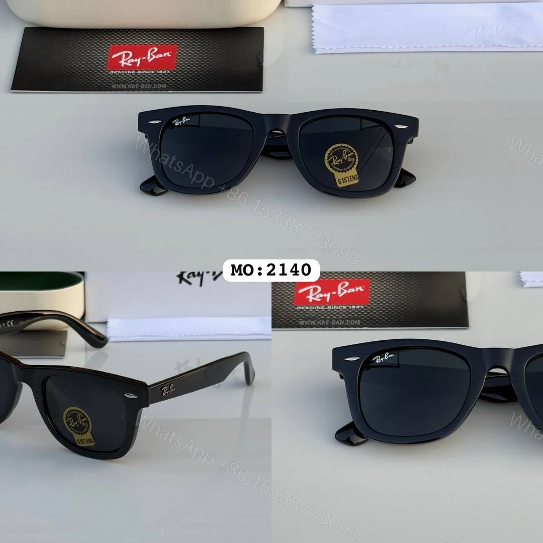 View 3 of First Copy Ray Ban 2140 Wayfarer Black Shining Men’s Sunglasses