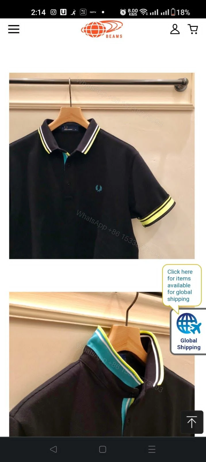 View 3 of FIRST COPY FRED SHIPMENT JACQUARD TIPPED POLOS T-SHIRT