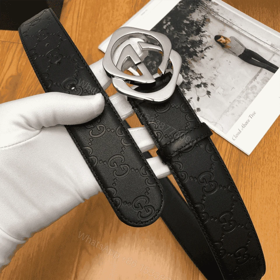 View 8 of GUCCI BLACK S.SI.MA LEATHER BELT WITH SQUARE G BUCKLE – B4