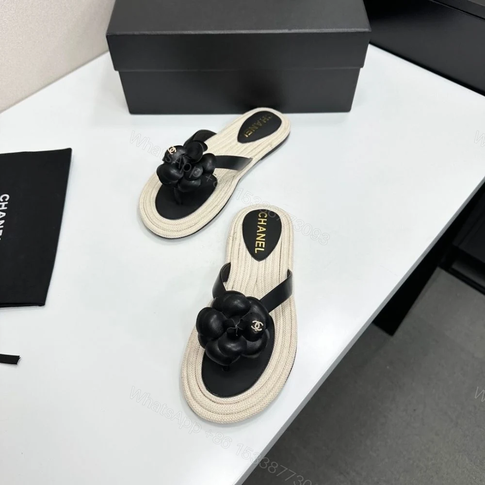 View 5 of Chanel Thong With Camellia Black