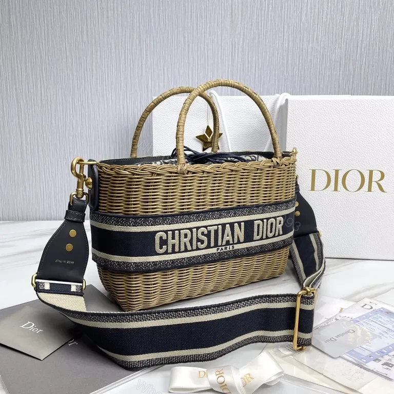 View 3 of Woven Carryall: Dior Stripe Luxe Everyday Tote