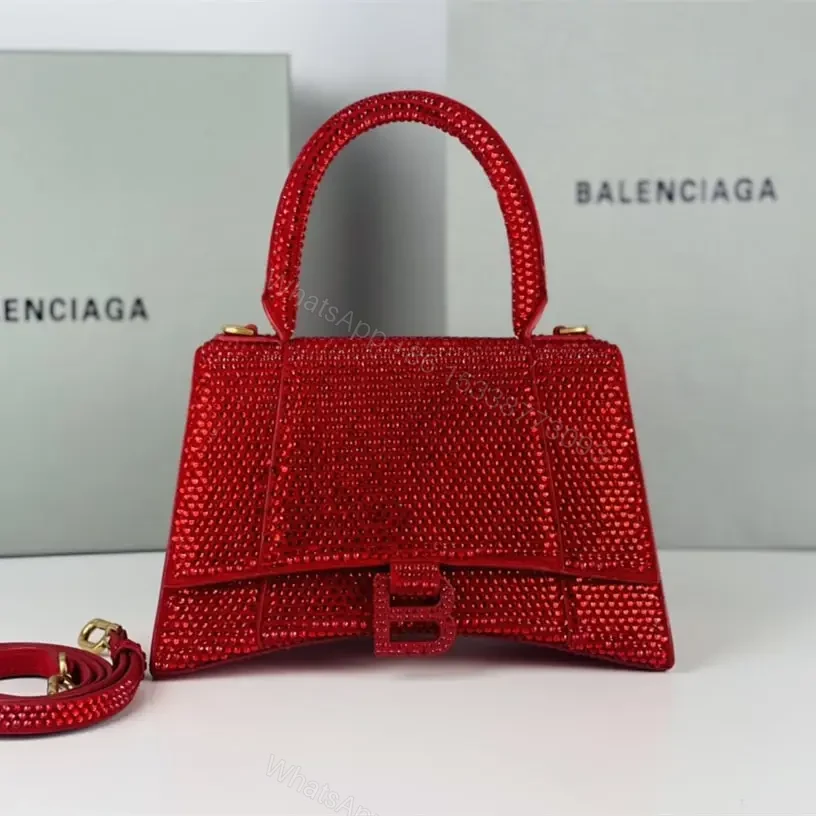 高仿Balenciaga*Hourglass系列沙漏包滿鑽紅色S — view 1