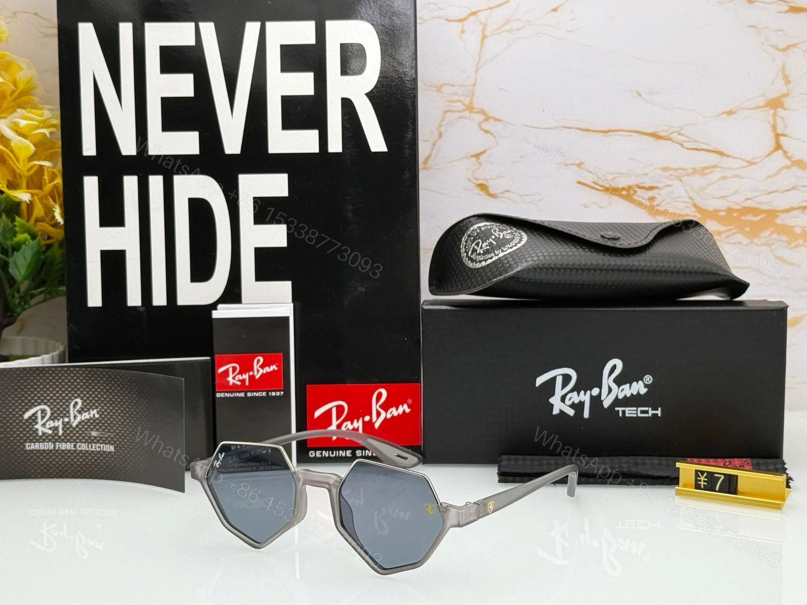 View 7 of Ray-Ban Hexa Carbon Fiber Black-Grey Sunglasses