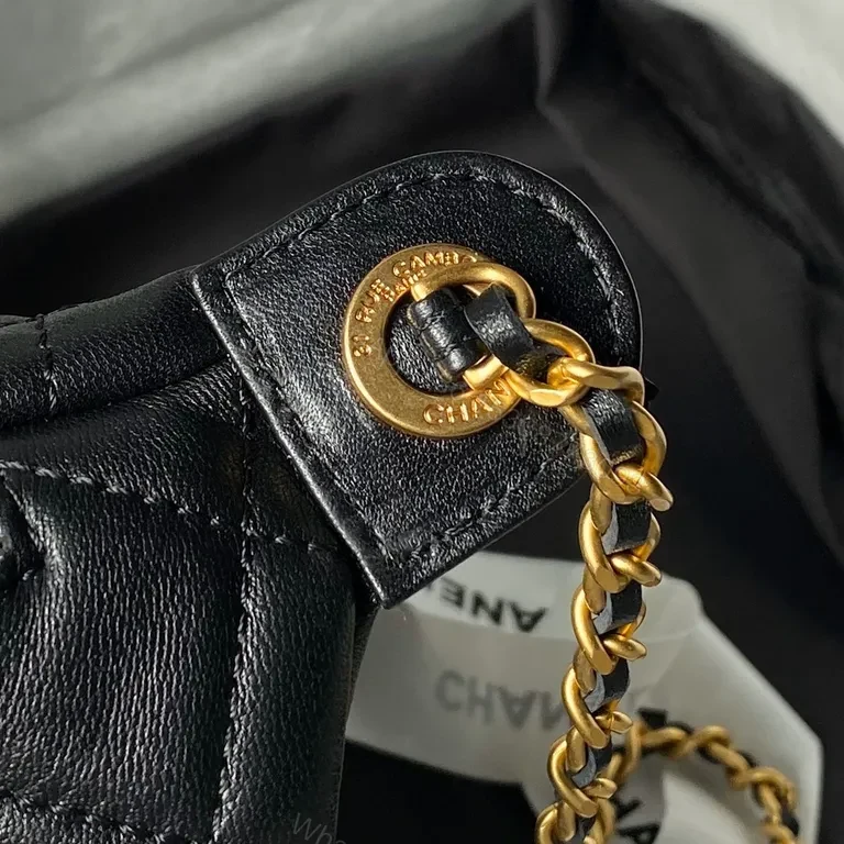 View 6 of Chanel-Inspired Quilted Leather Mini Bag with Gold Chain