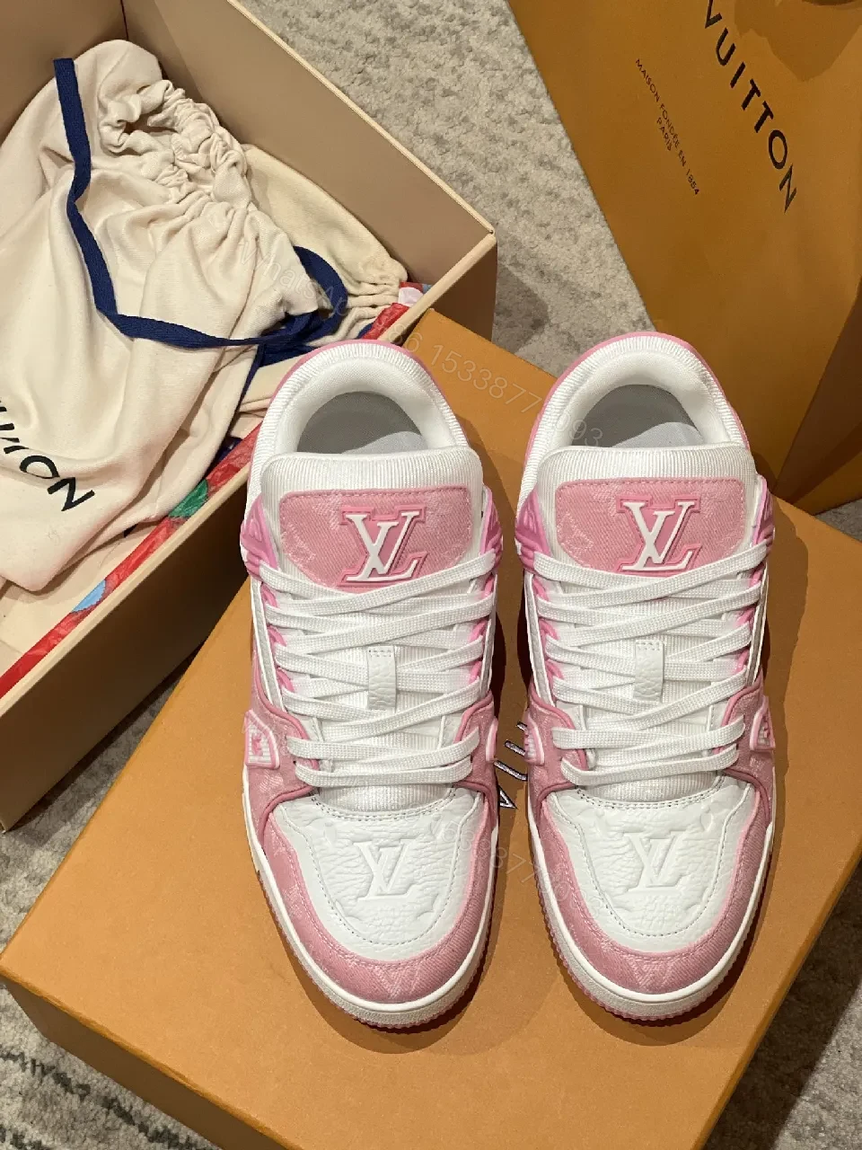 View 5 of Playful Pink Leather Court Sneakers — Cushioned All-Day Comfort