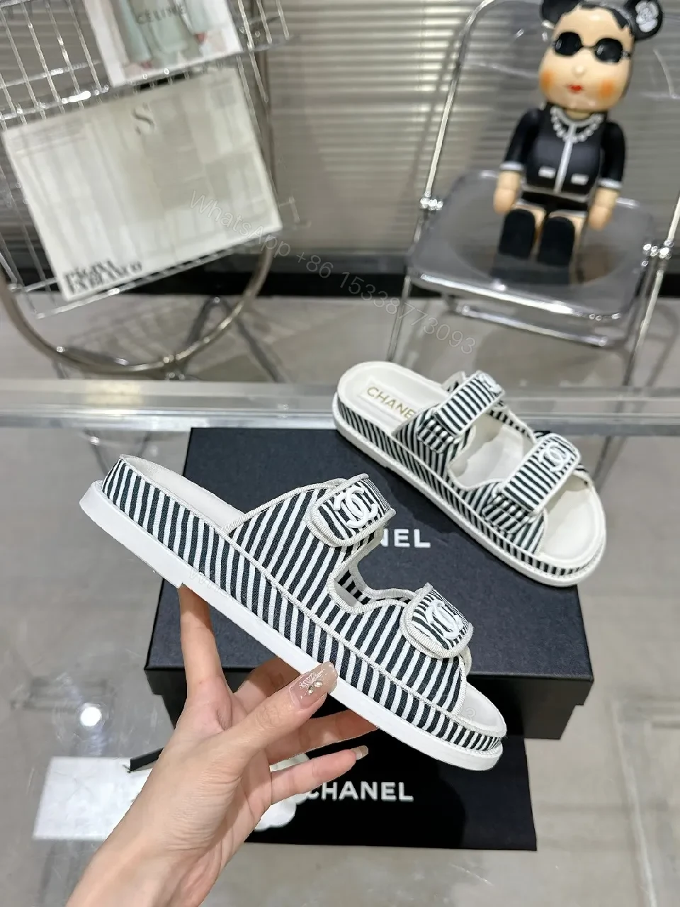Navy Stripes Comfort Sandals: Luxe Everyday Style — view 1