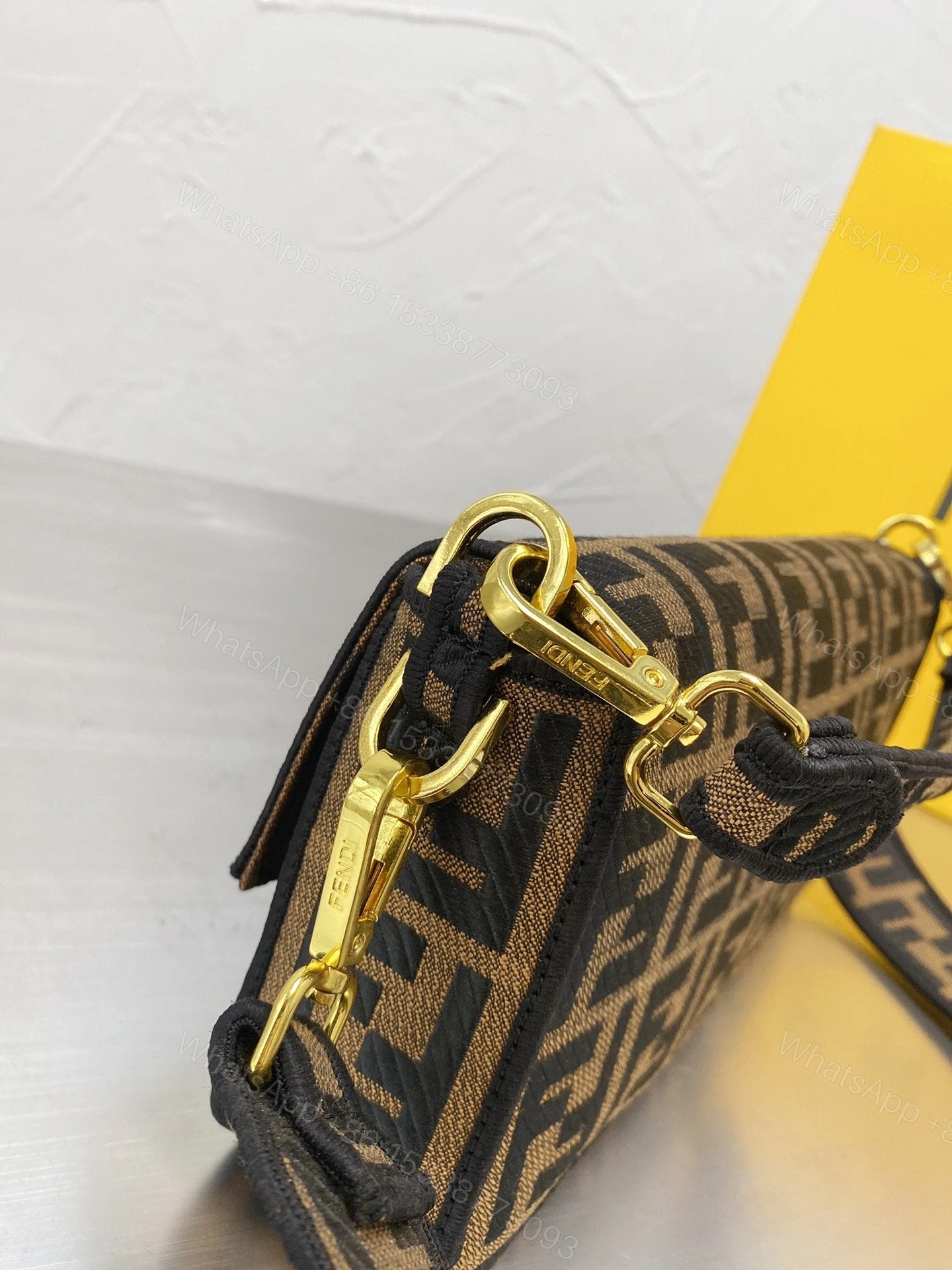 View 7 of Fendi Baguette Bag Aus Canvas In Braun