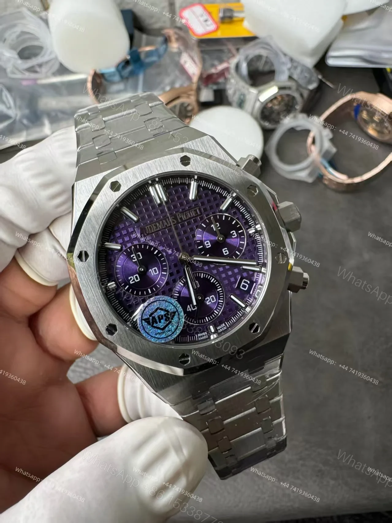 View 8 of Audemars Piguet Super Clone Royal Oak Purple Dial 26240 Chronograph 41mm Cal.4401