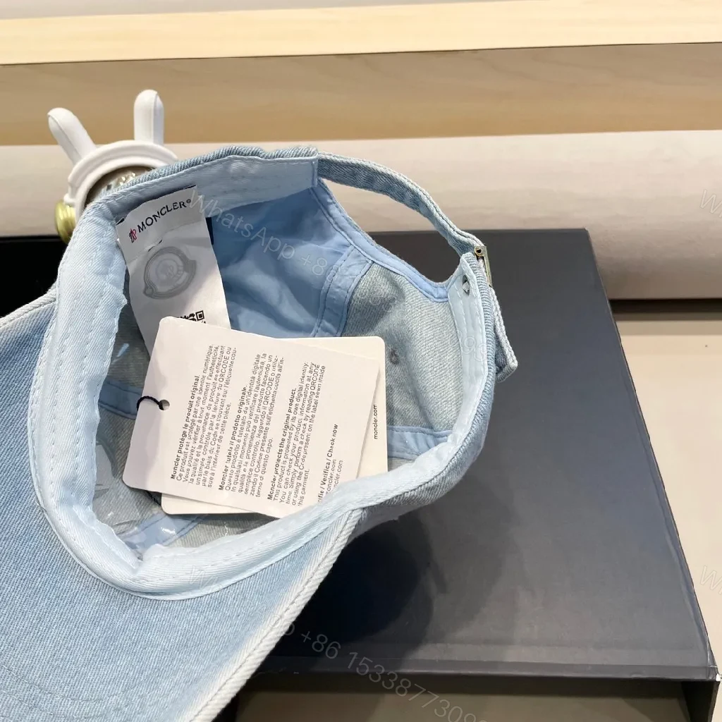 View 5 of Light-Wash Denim Cap with Signature Patch, Slim Fit