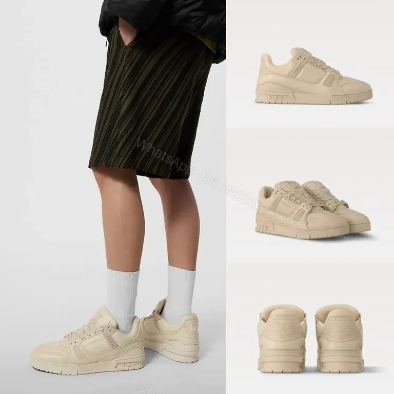 View 9 of Ivory Louis Vuitton-Style High-Top Sneakers: Luxe Everyday Comfort