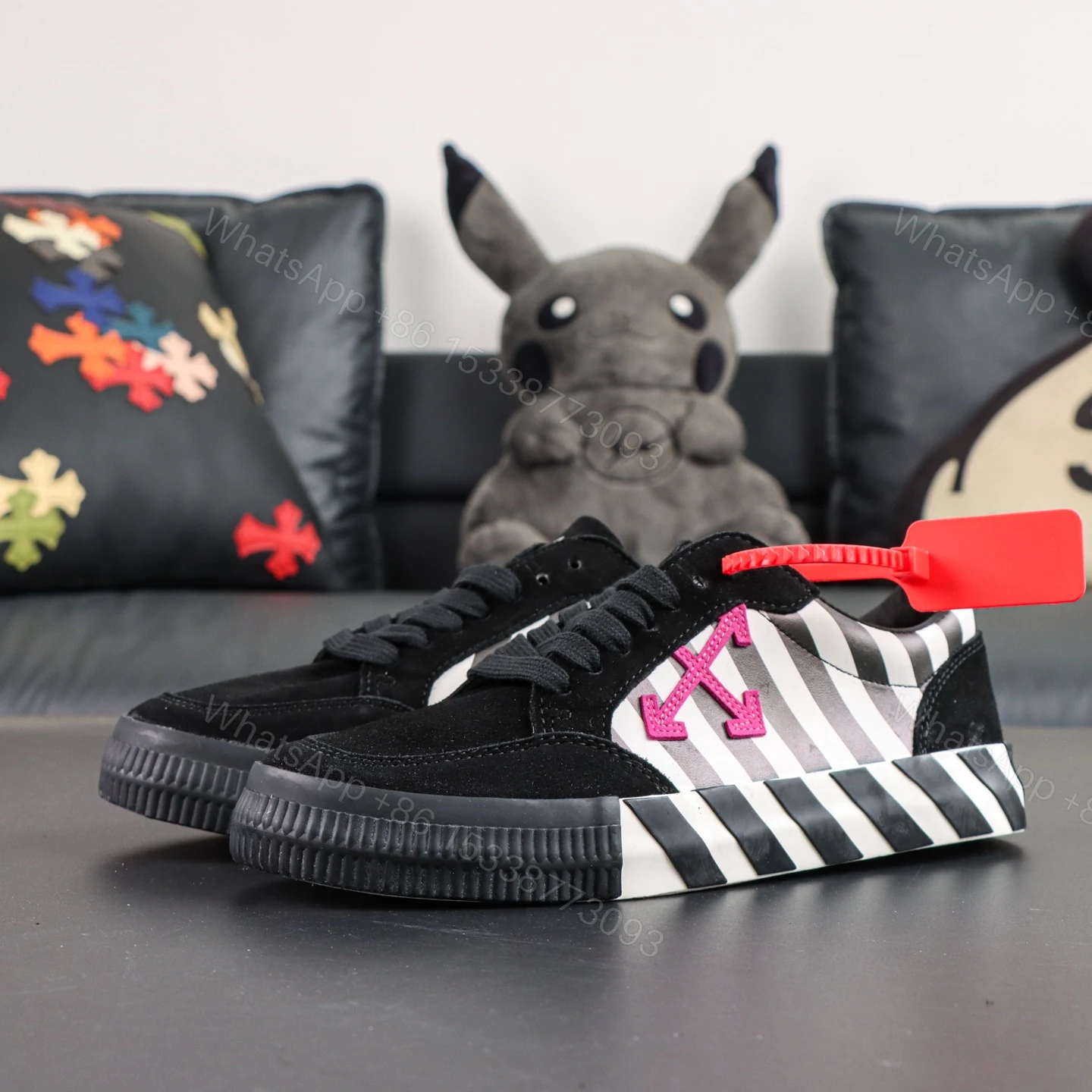 View 9 of Off White Low Vulcanised Black White Pink