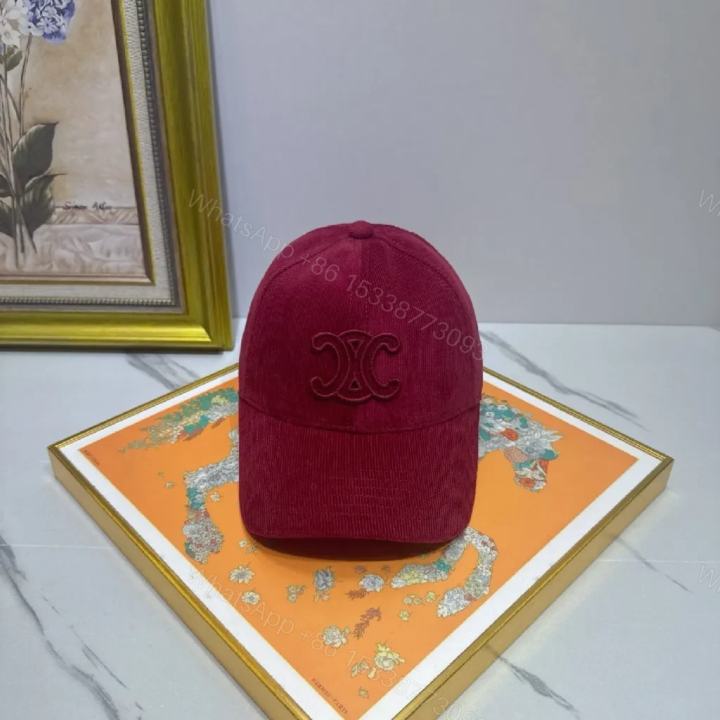 View 5 of Corduroy Cap Burgundy Embroidered Texture Luxury Cap