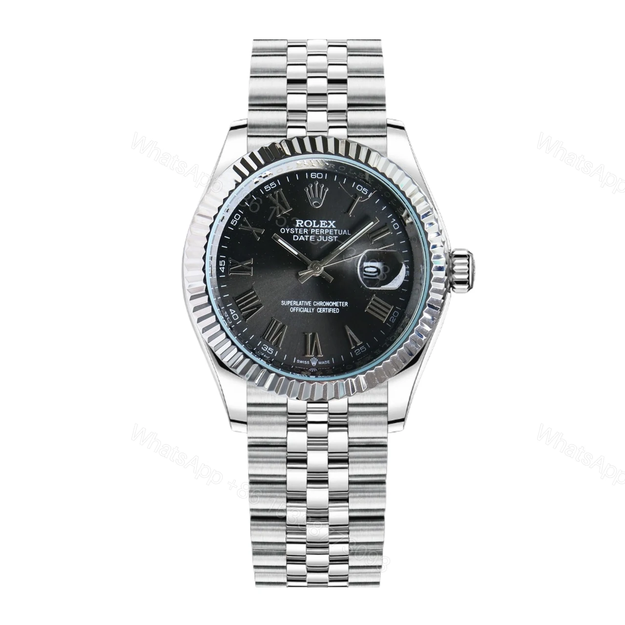 Rolex Datejust Roman Numeral Oystersteel And White Gold In Black 41Mm — view 1