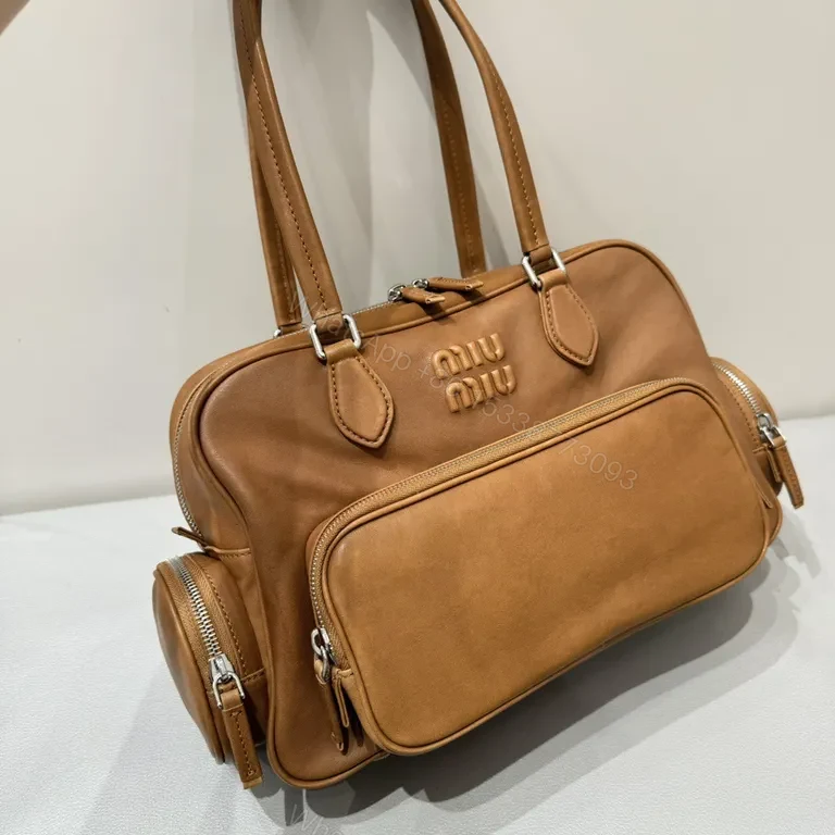 View 6 of Structured Leather Satchel: Miu MiuDetailing, Everyday Luxury