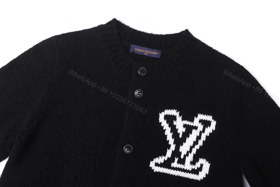 View 8 of Chunky Knit Cardigan Black – Monogram Detail, Premium Comfort Cardigan