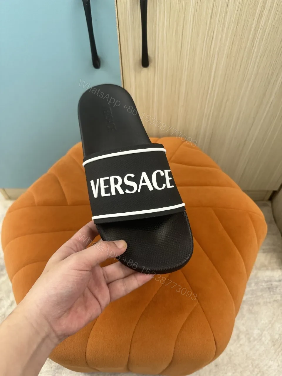 View 5 of Bold Logo-Brand Slide Sandals with Cushioned Comfort