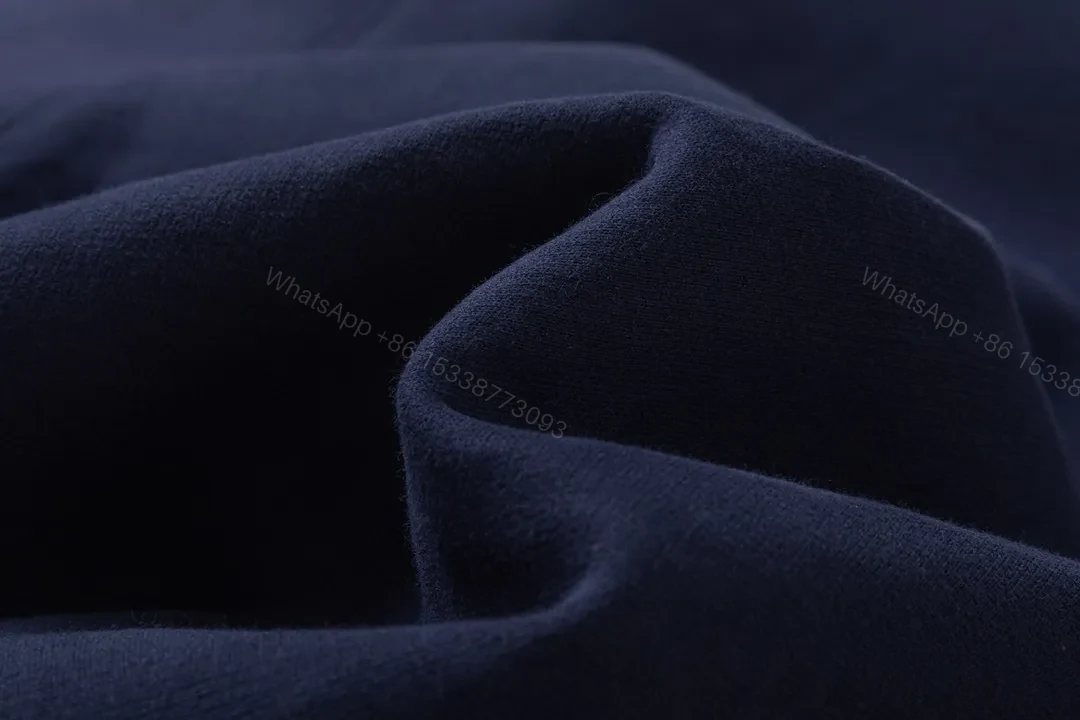 View 3 of Minimalist Navy Zip Hoodie—Cotton Blend, Modern Fit, Logo Accent, Hoodie