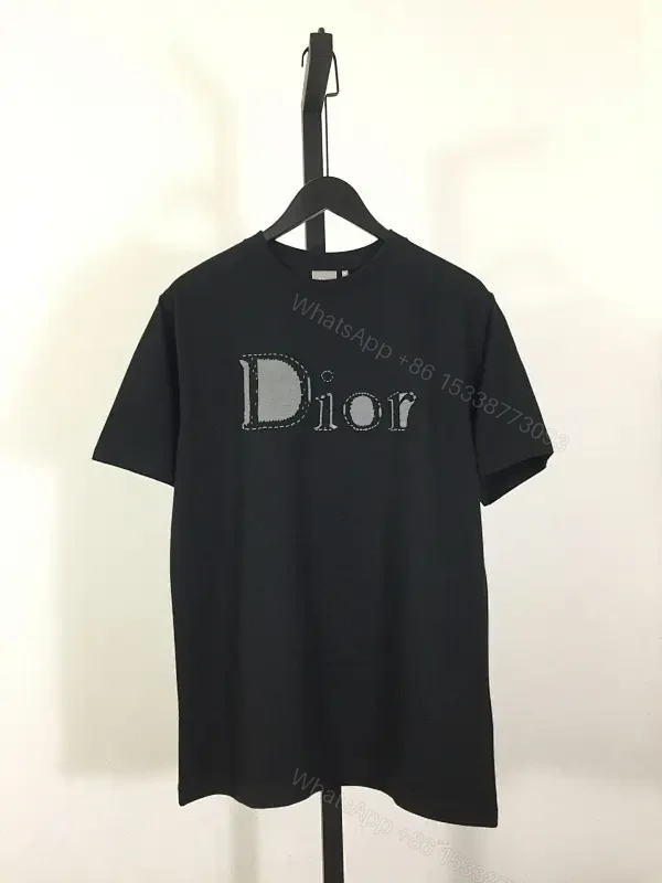 Black Cotton Luxe Tee | Minimalist Dior Graphic, Relaxed Fit, Premium — view 1