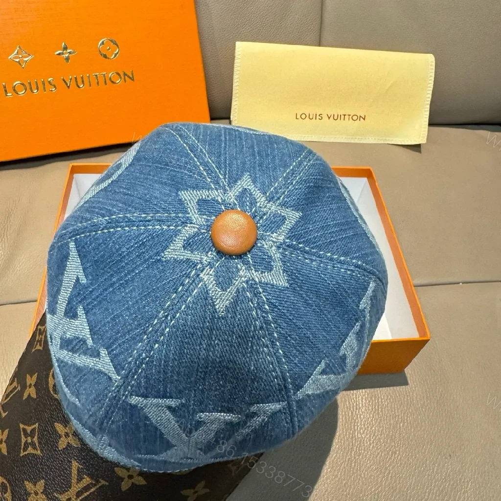 View 6 of Denim Crown Cap: Monogram LV-Inspired Luxury Cap