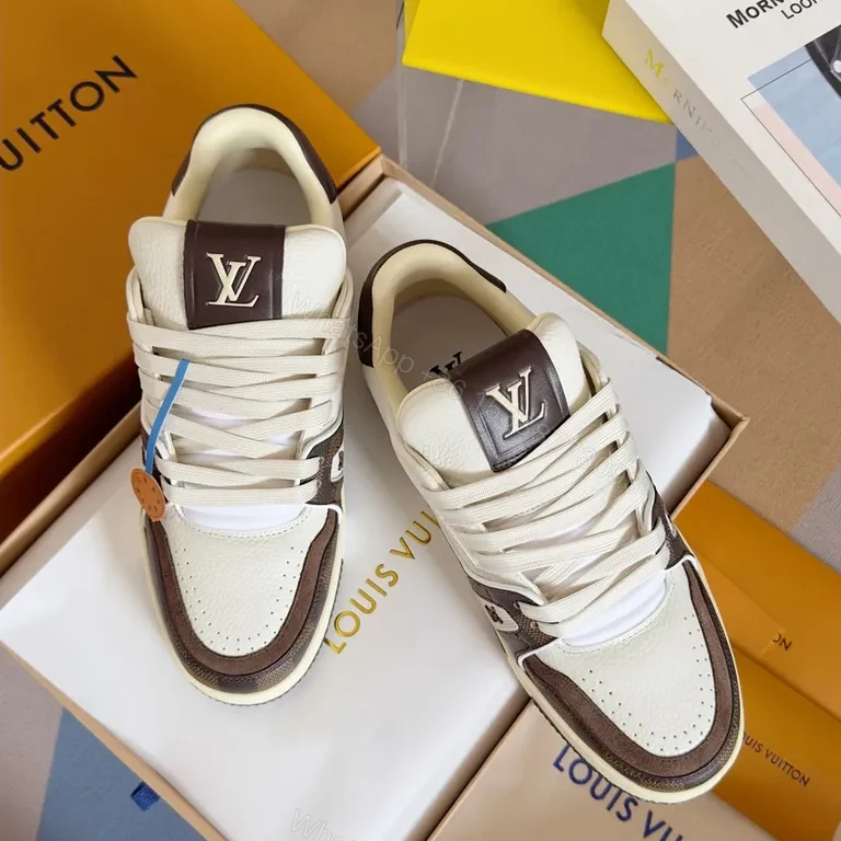 View 5 of Minimalist Luxury Sneakers: LV-Inspired Leather High-Tops