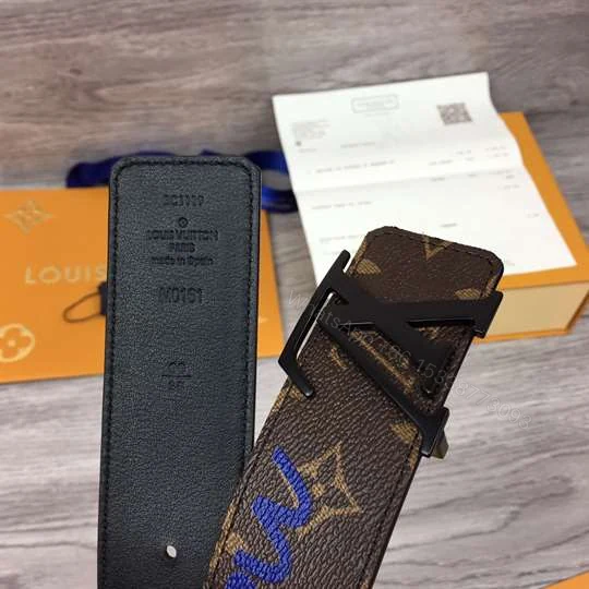 View 8 of LOUIS VUITTON LV INITIALES BELT MONOGRAM LOGO STORY 40MM BROWN – B129
