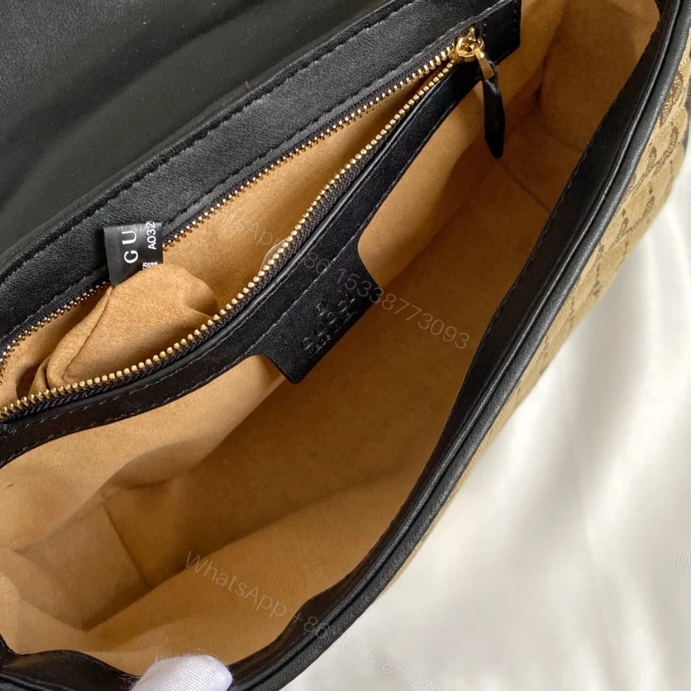 View 8 of Gucci GG Marmont Shoulder Bag Beige And Black 26Cm 443497 HVKEG 9772