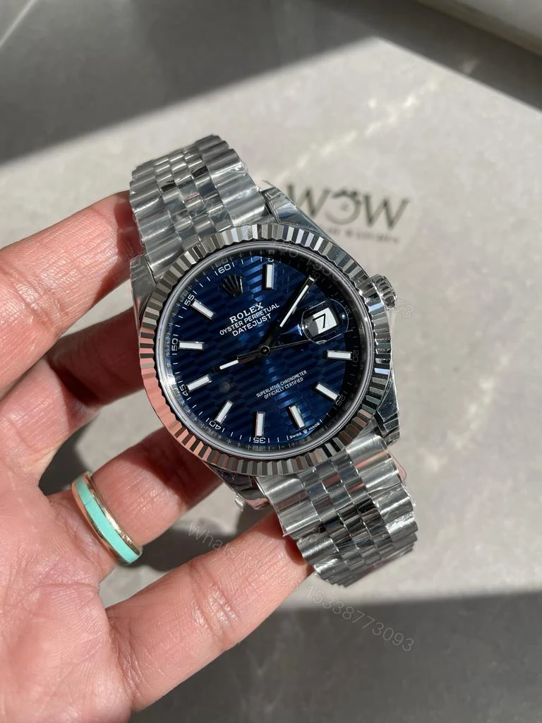 VSF Factory 1:1 Rolex Datejust 41mm 126334 904L SS Fluted Bezel Patterned Blue MOTIF Dial VS3235 — view 1