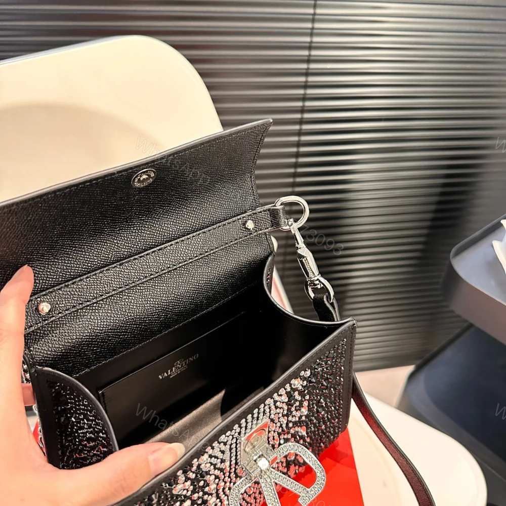 View 7 of VALENTINO GARAVANI VSLING CRYSTAL EMBELLISHED BAG IN BLACK 19CM