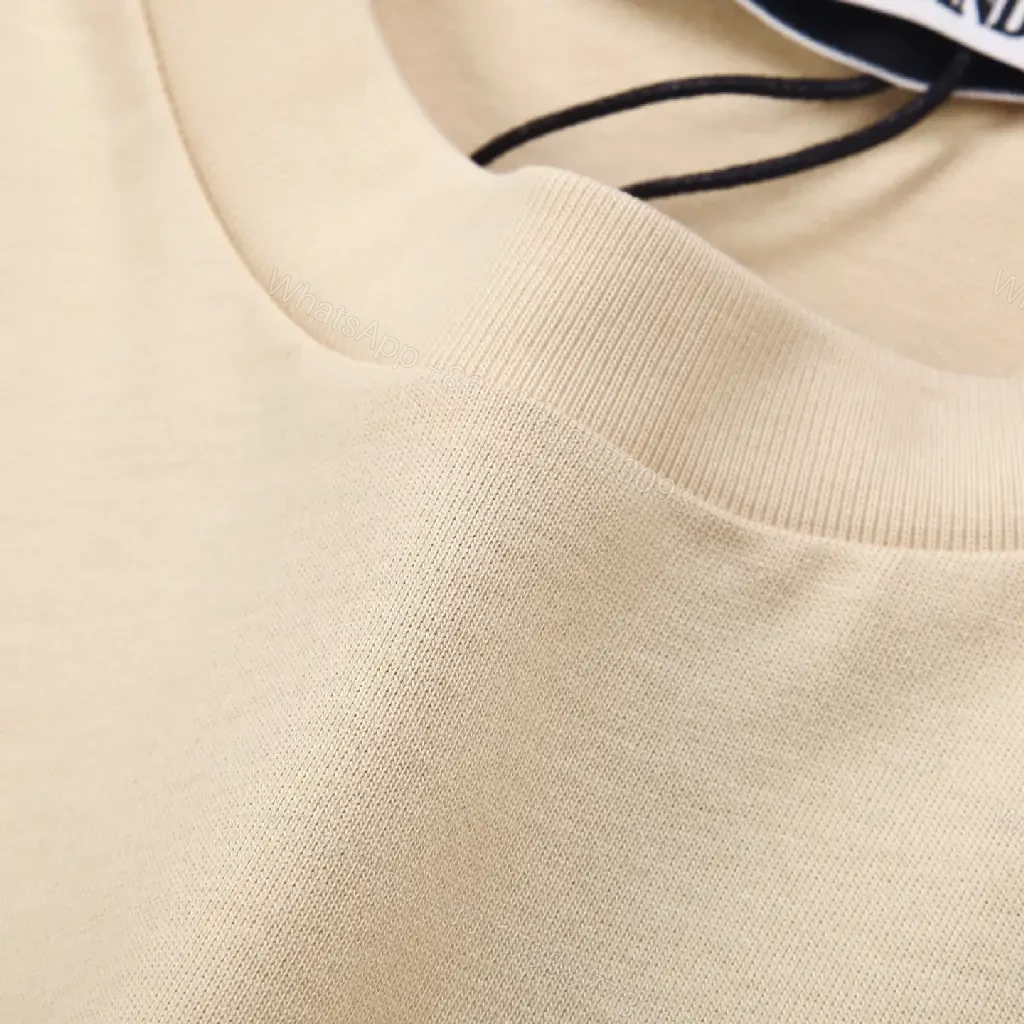 View 10 of Beige Stone-Tex Minimalist Tee: Subtle Luxury Top