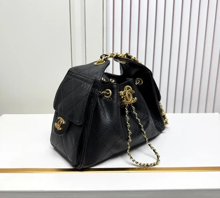 View 3 of Chanel 25 Mini Hobo Bag in Black Caviar Leather CH2522