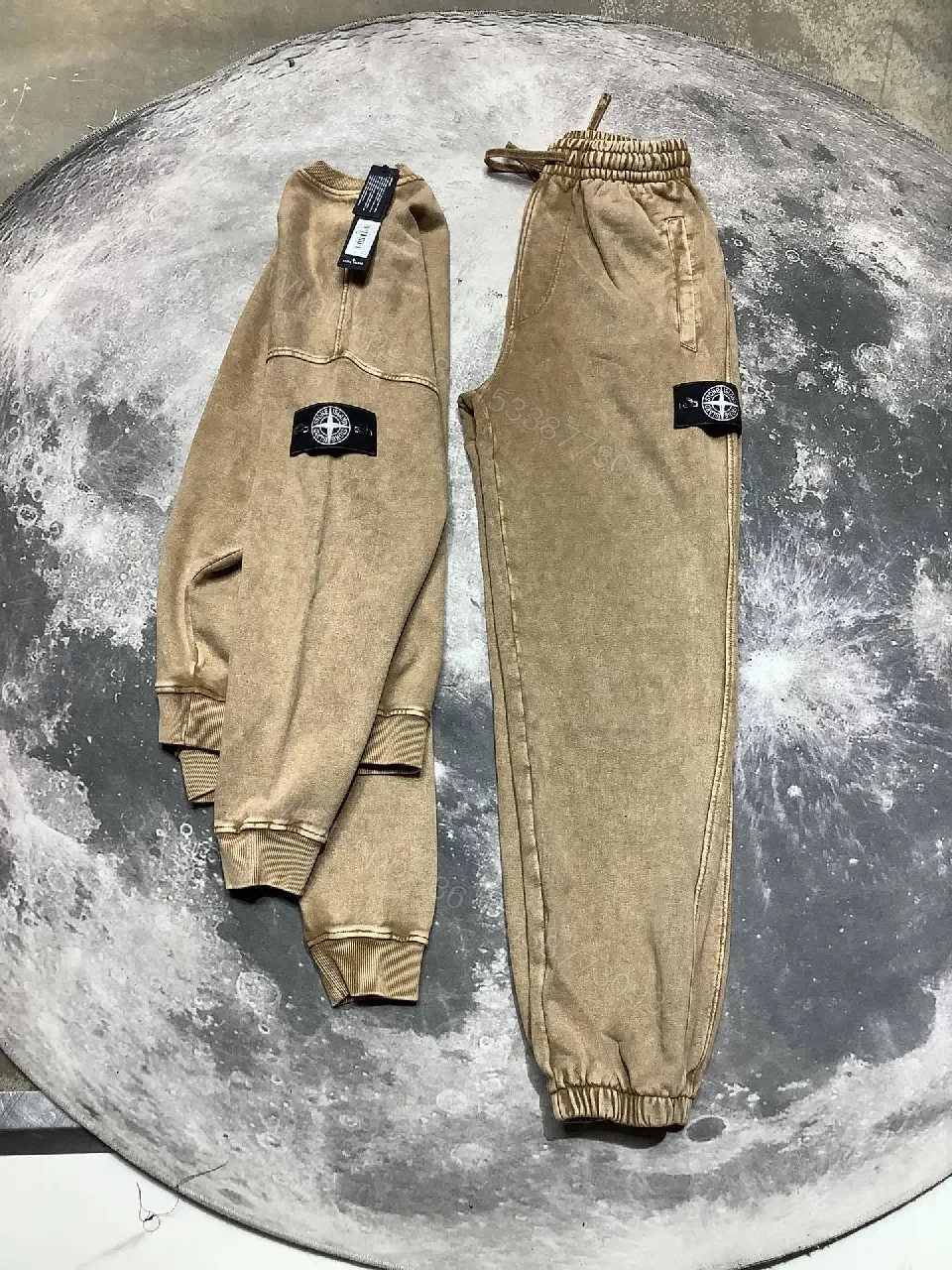 View 9 of Textured Camel Lounge Set: Durable Comfort Ensemble