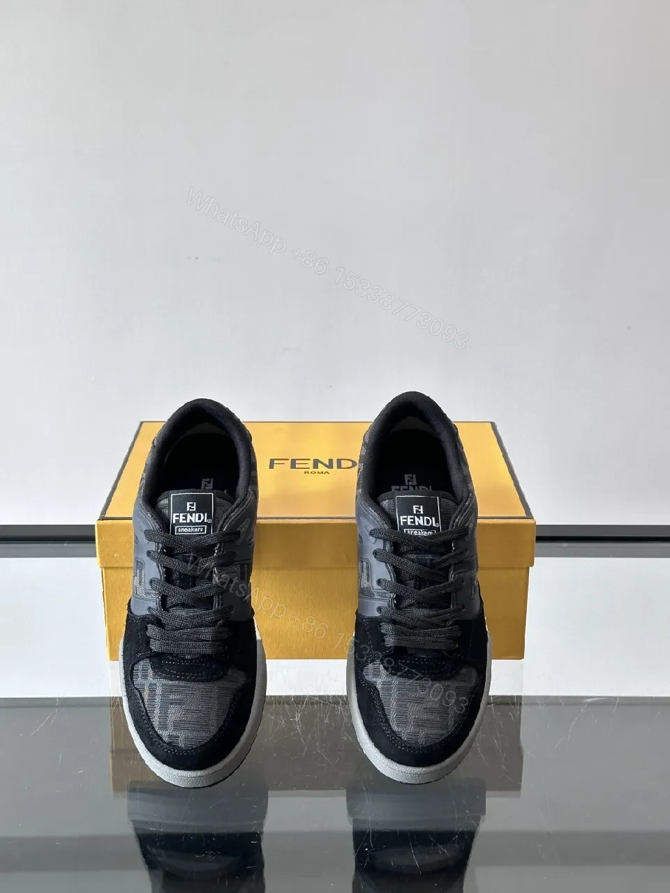 View 5 of Dark Luxe Monogram Platform Sneakers - High-Top Comfort