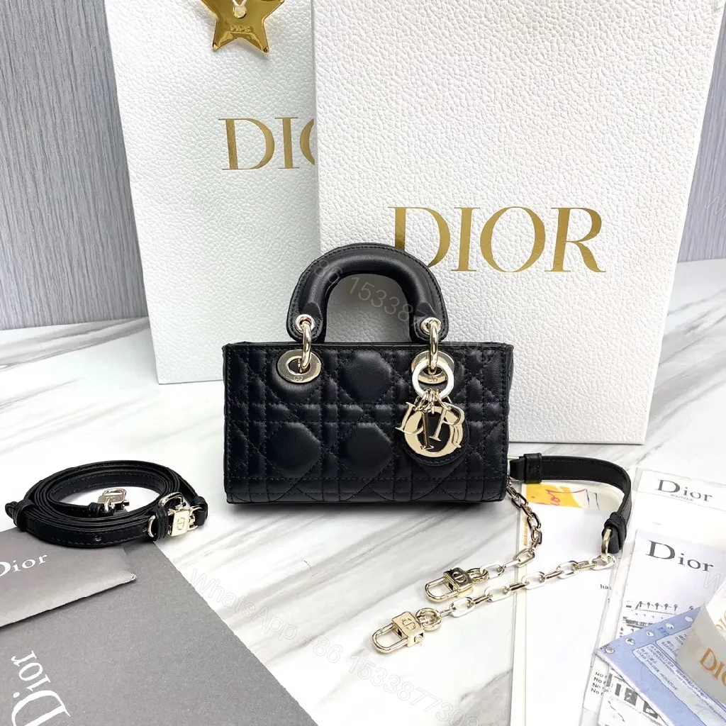 Compact Faux-Leather Quilted Mini Bag with Gold Charms — view 1