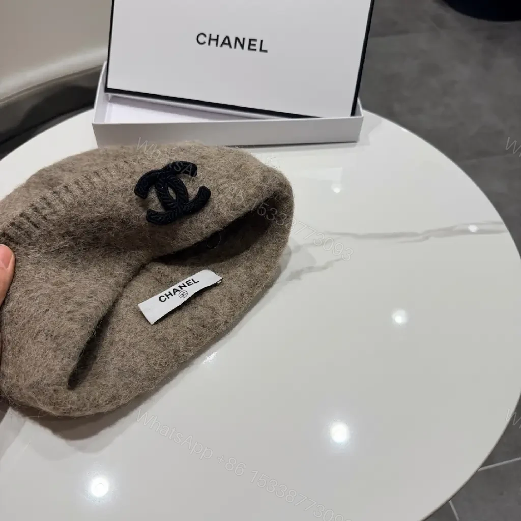 View 7 of Cozy Beanie in Taupe Knit | Luxe, Subtle Logo, Everyday Warmth