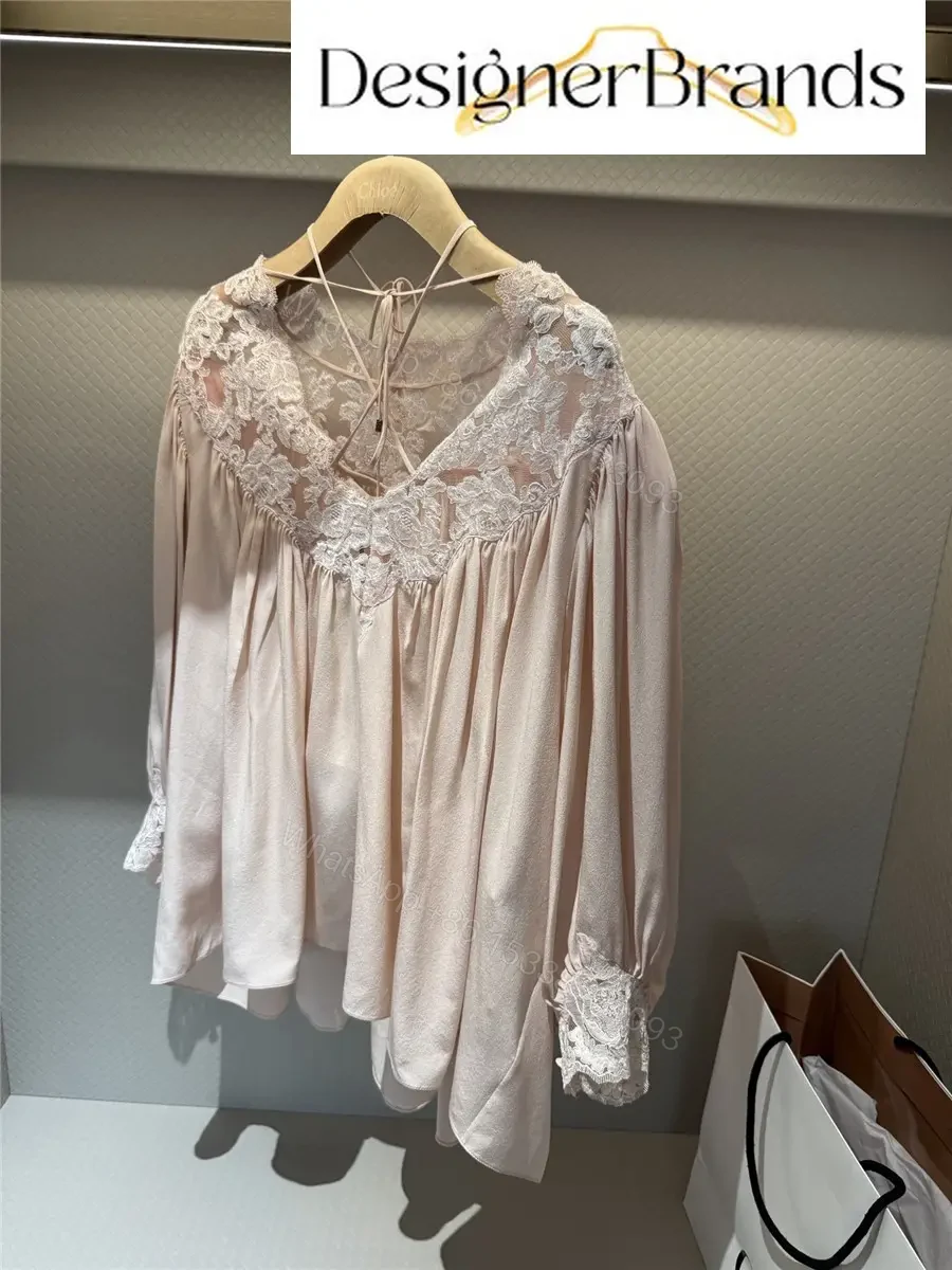 View 2 of Chloe Lace-Trimmed Silk Crepe de Chine Top