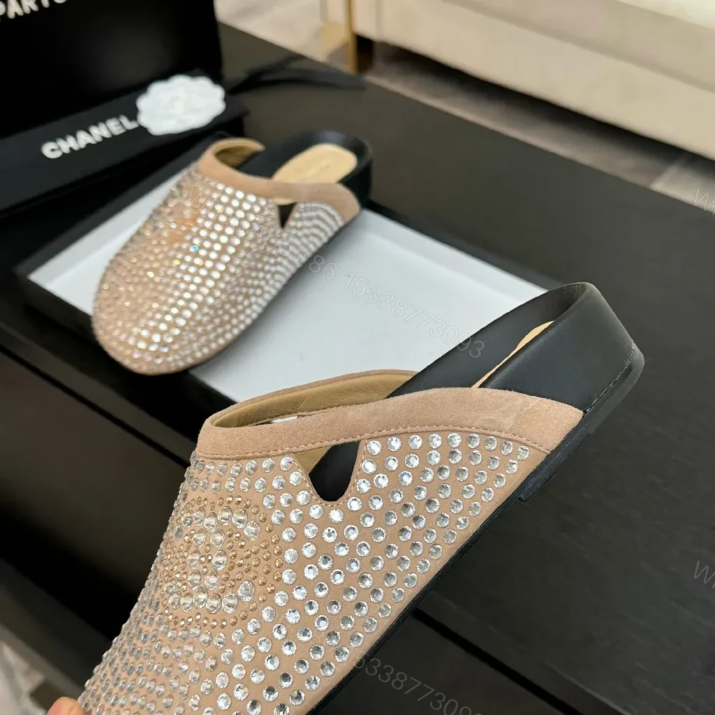 View 5 of Crystal-Embellished Slip-Ons: Suede Comfort, Luxe Sparkle, Everyday Glam