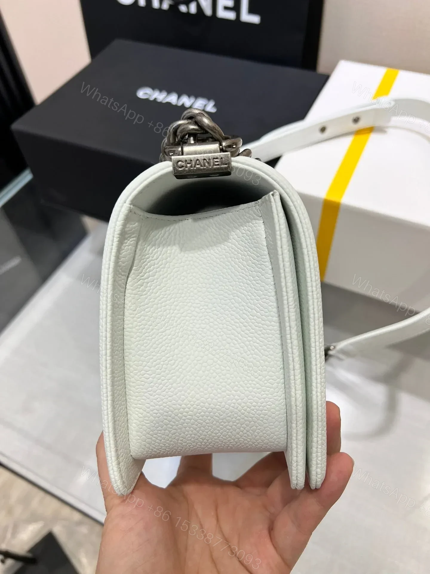 View 5 of BOY BAG MEDIUM 25 WHITE CAVIAR RUTHENIUM HARDWARE