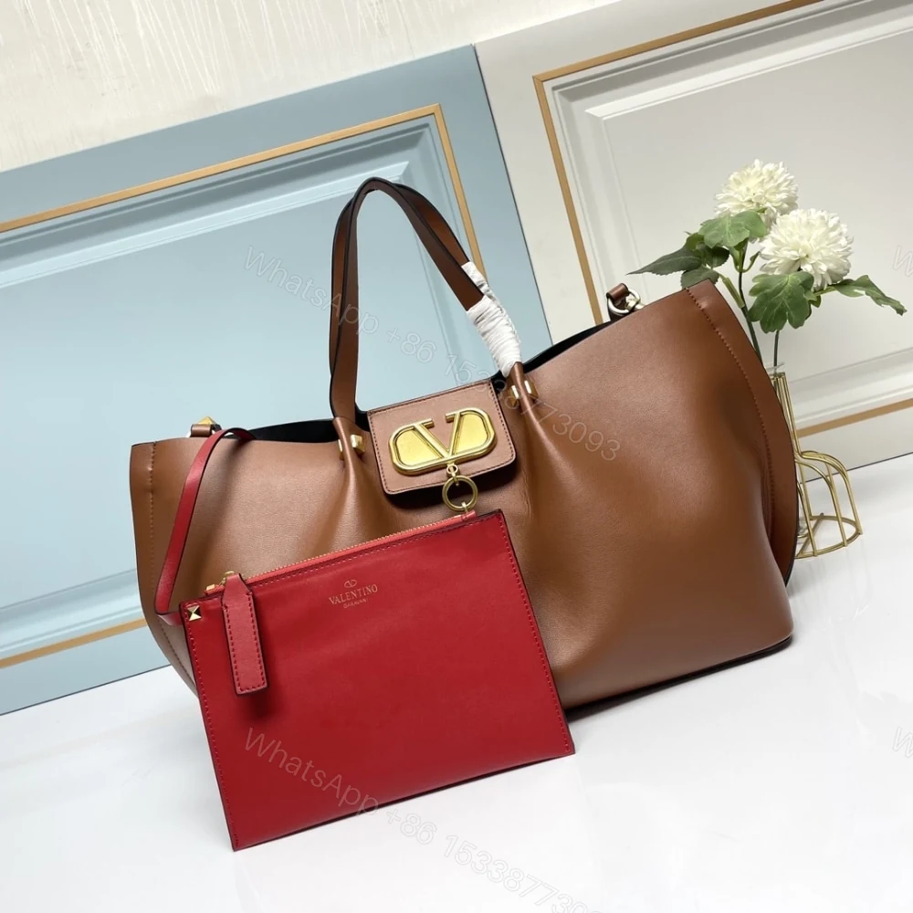 View 2 of VALENTINO GARAVANI LARGE VLOGO ESCAPE SHOPPER TOTE BROWN 41CM