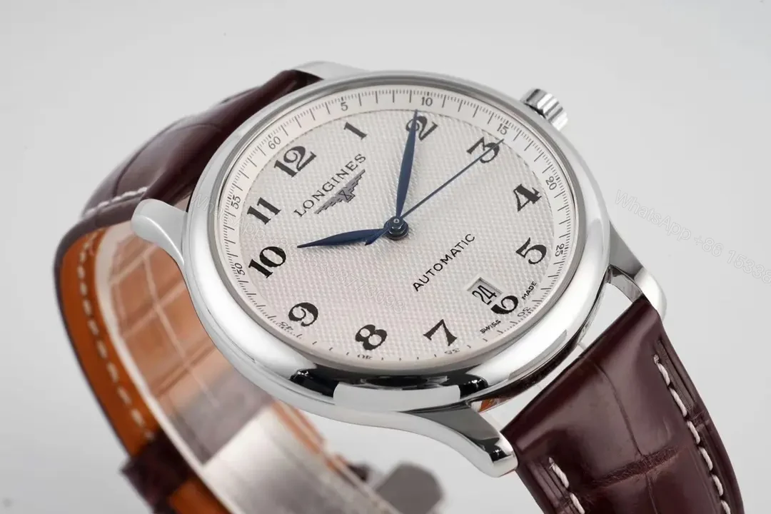 View 3 of Longines Master Collection Automatic Watch Silver Dial Brown Leather Strap