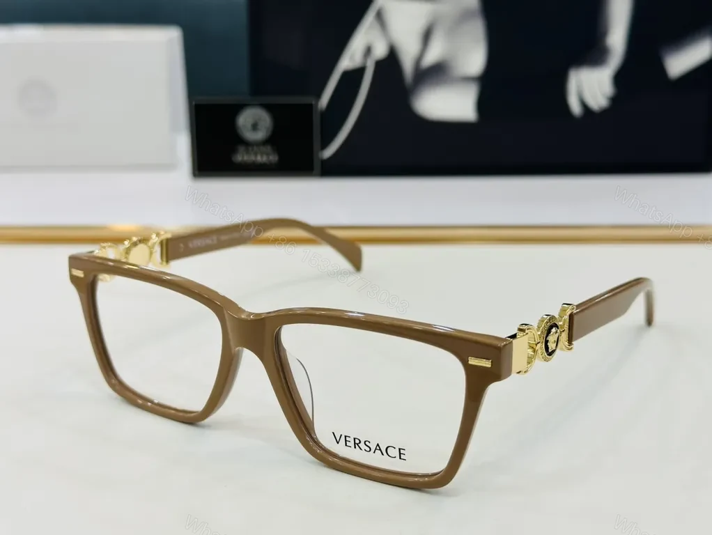 View 8 of Black Gold Versace-Inspired Eyewear: Rectangular Acetate Frames with Medusa Detail