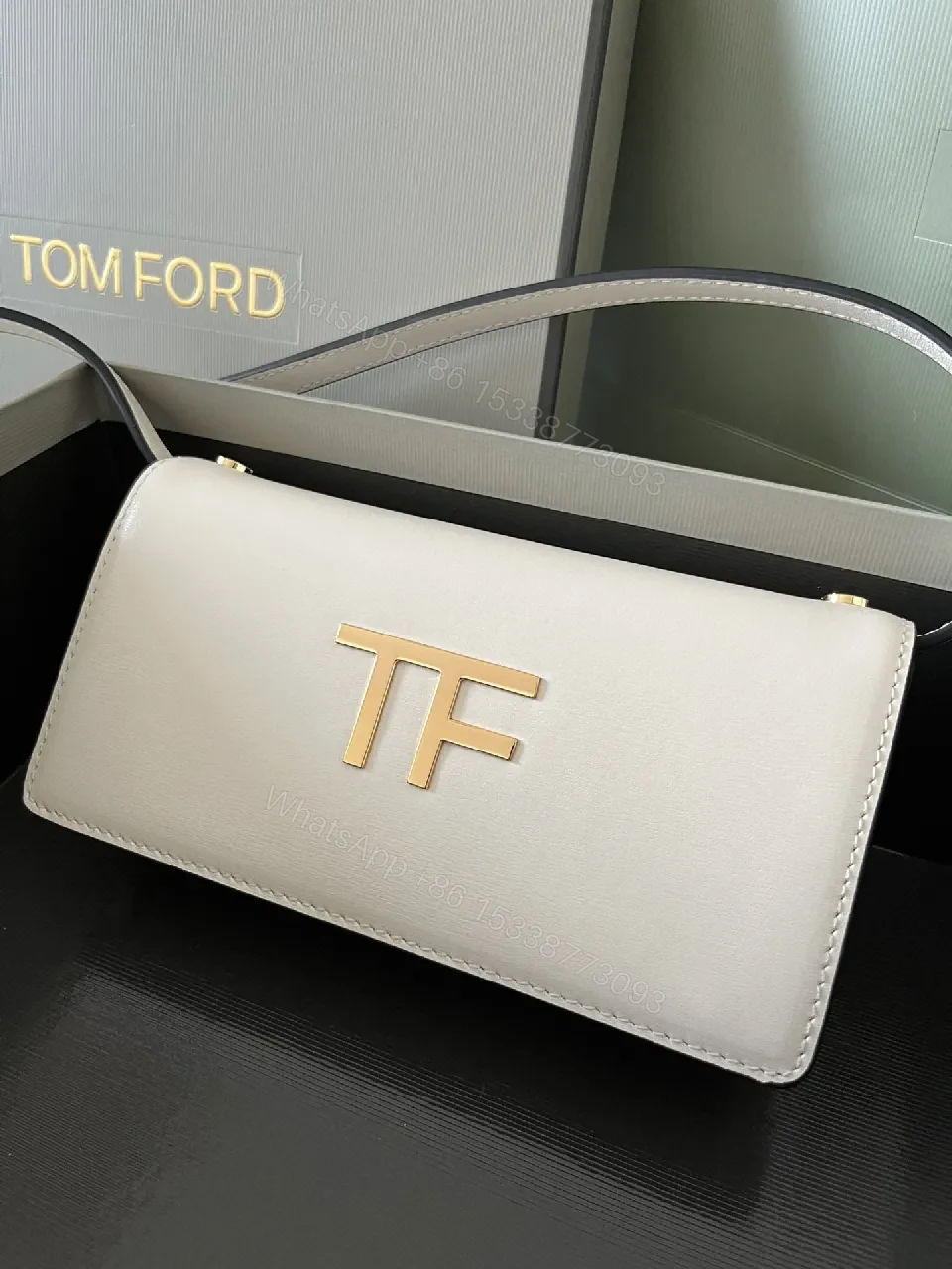 View 7 of Ivory Light-Nappa Tiny Structured Bag with Gold TF Hardware