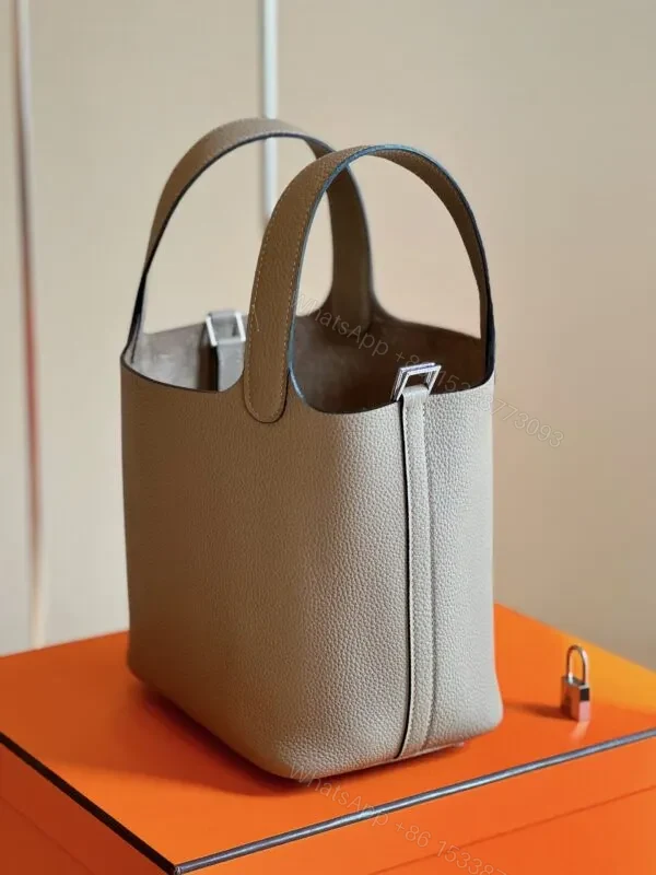 View 6 of HN 18 Gray togo leather Sliver Hardware